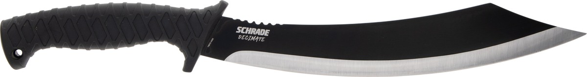 Schrade Decimate Parang 11.75" Parang Plain Black Oxide 3Cr13 Steel Fixed Blade Knife - Black Rubber Overmold Handle