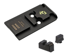 Night Fision GLK-OPBS-ACRO-MOS Optic Adapter Plate + Backup Sight Combo - Fits Glock Full Size MOS 17/19/47 - ACRO P-2 Footprint