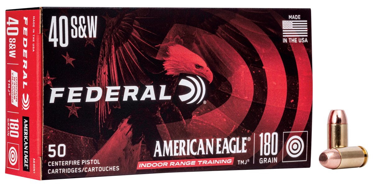 Federal AE40N1 American Eagle Indoor Range Training 40S&W 180gr Total Metal Jacket 50 Per Box/20 Case