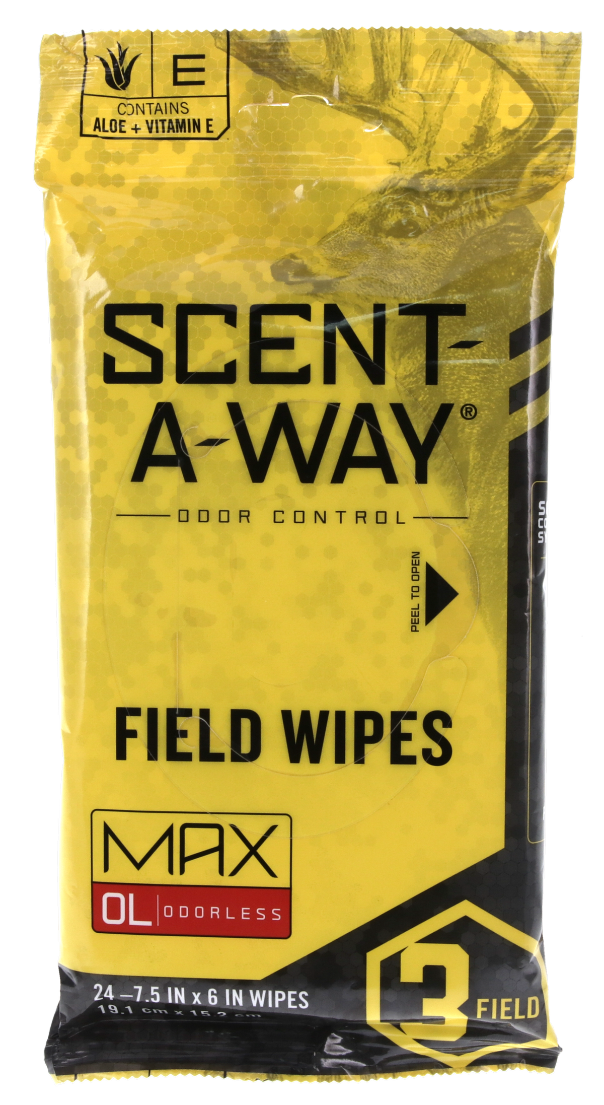 Scent-A-Way Max Field Wipes Odor Eliminator Odorless - Pkg of 24