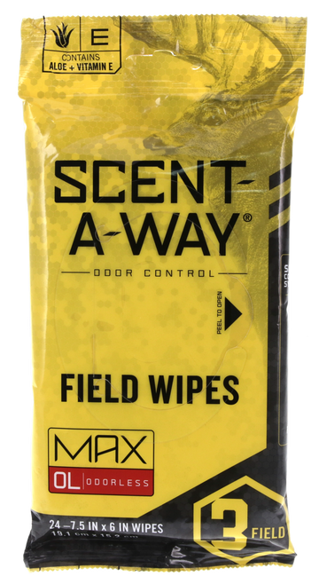 Scent-A-Way Max Field Wipes Odor Eliminator Odorless - Pkg of 24