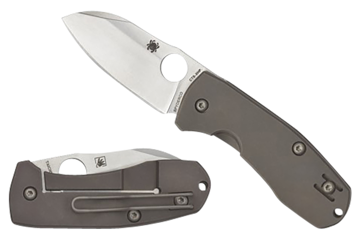Spyderco Techno 2 2.52" CTS XHP Sheepsfoot Plain Edge Titanium Folding Knife