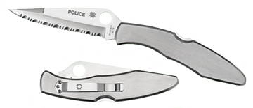 Spyderco C07S Police 4.13" Folding Spear Point Part Serrated VG-10 SS Blade Stainless Steel Handle