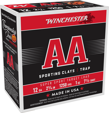 Winchester Ammo AA Super Sport Sporting Clay 12 Gauge 2.75" 1 oz 7.5 Shot 25 Rd - Box or Case