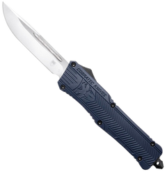 CobraTec Knives LNYCCTK1LDNS CTK-1 Large 3.75" OTF Drop Point Plain D2 Steel NYPD Blue Aluminum Handle