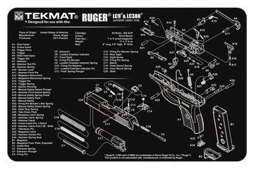 TekMat Ruger LC9 Cleaning Mat 11x17 Black/White Rubber