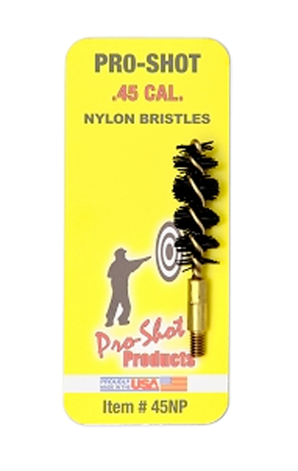 Pro-Shot 45NP Bore Brush 45 Cal Pistol #8-32 Thread Nylon Bristles Brass Core