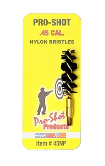 Pro-Shot 45NP Bore Brush 45 Cal Pistol #8-32 Thread Nylon Bristles Brass Core