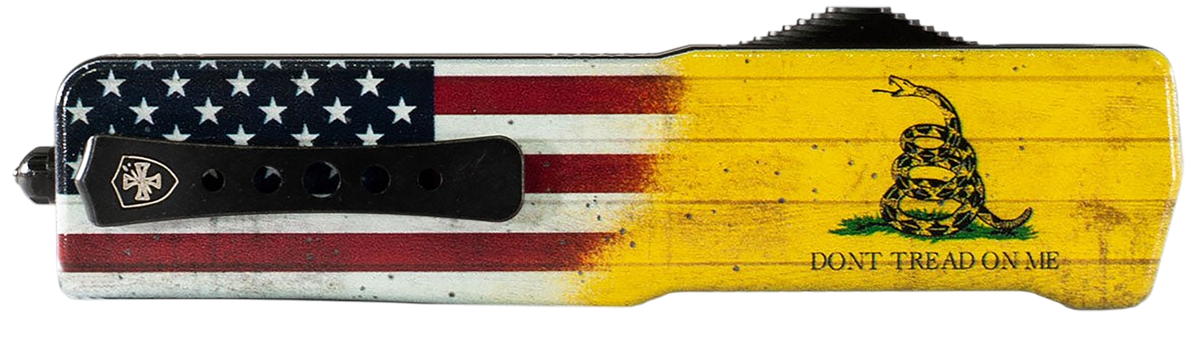 Templar Knife Premium Weighted Small Don't Tread On Me 3" Tanto Part Serrated OTF