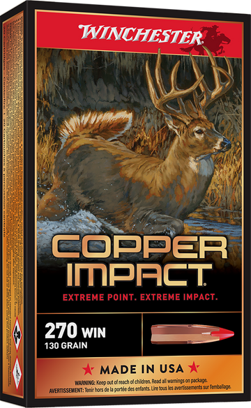 Winchester Ammo Copper Impact 270 Win 130 gr Copper Extreme Point Lead-Free 20 Rd - Box or Case