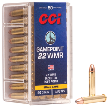 CCI 0022 GamePoint 22 WMR 40 gr Jacketed Soft Point 50 Bx/40 Cs - Box or Case