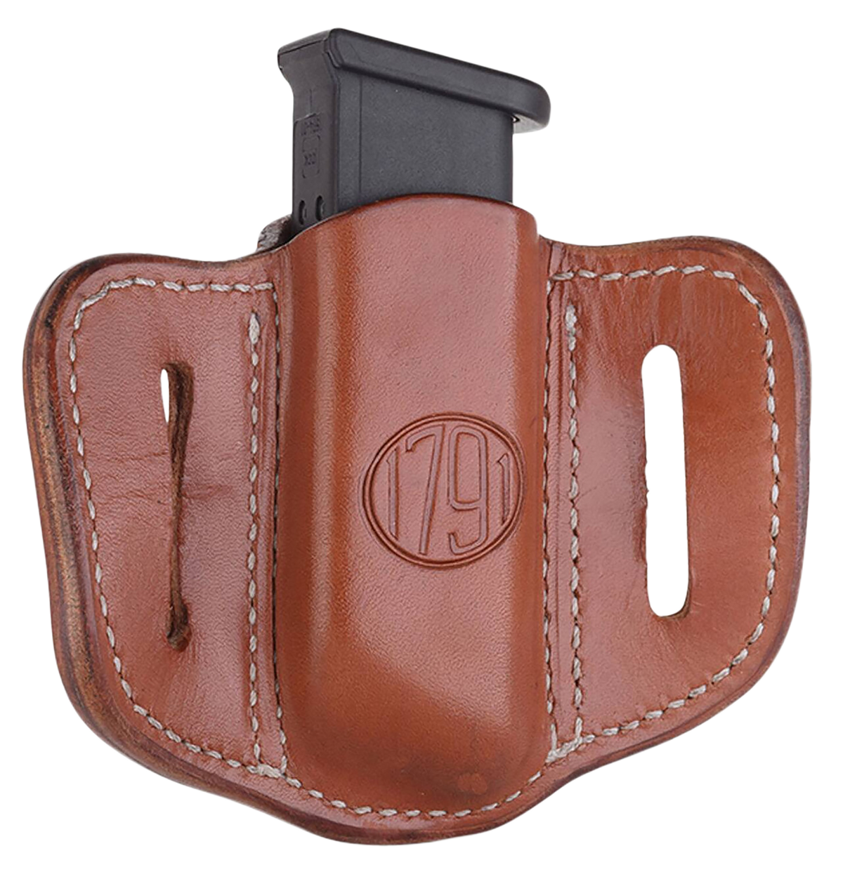 1791 Gunleather MAG 1.2 Single Mag Holster Double Stack Belt Slide Classic Brown Leather