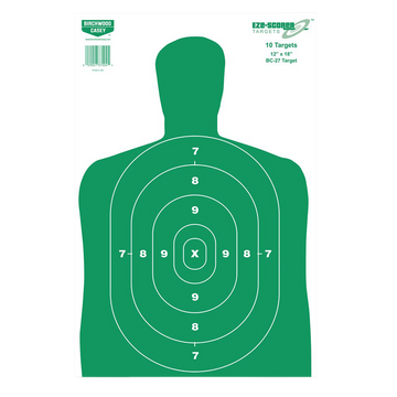 Birchwood Casey EZE-Scorer BC-27 Silhouette Hanging Paper Target 12" x 18" Green/White 10 Pk