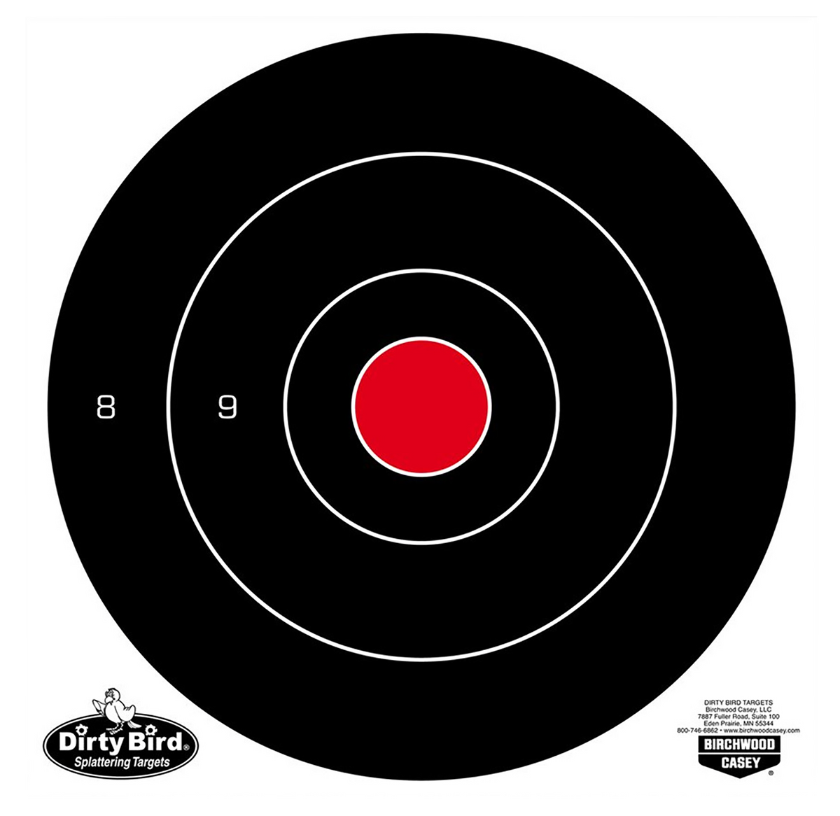 Birchwood Casey Dirty Bird 8\" Bullseye Hanging Tagboard Target Black/White 25 Per Pkg
