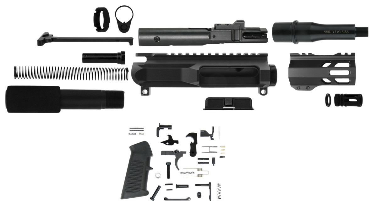 TacFire AR Pistol Build Kit 9mm Luger 4.5" Barrel Black