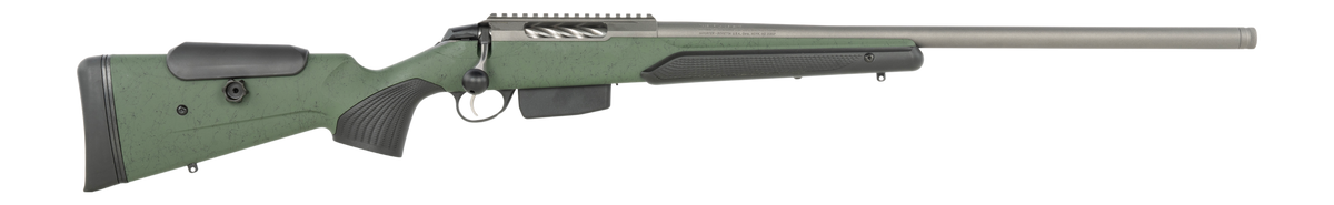 Tikka T3x Super Varmint 6mm Creedmoor 24" 5+1 Bolt-Action Rifle - Tungsten Cerakote, Green Modular Stock
