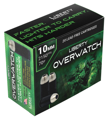 Liberty Ammunition OverWatch 10mm Auto 70gr Open Cavity Design 20-Rd - Box or Case