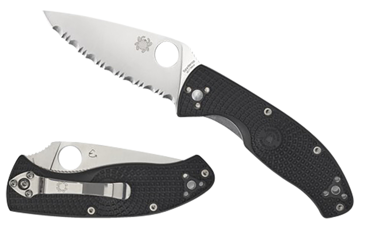 Spyderco Tenacious Lightweight 3.39" Part Serrated 8Cr13MoV Black FRN Folding Knife