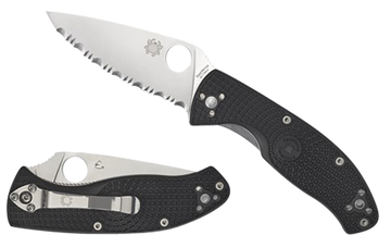 Spyderco Tenacious Lightweight 3.39" Part Serrated 8Cr13MoV Black FRN Folding Knife