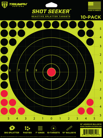 Triumph Systems Shot Seeker 10" Bullseye Self-Adhesive Paper Target 10 Pack