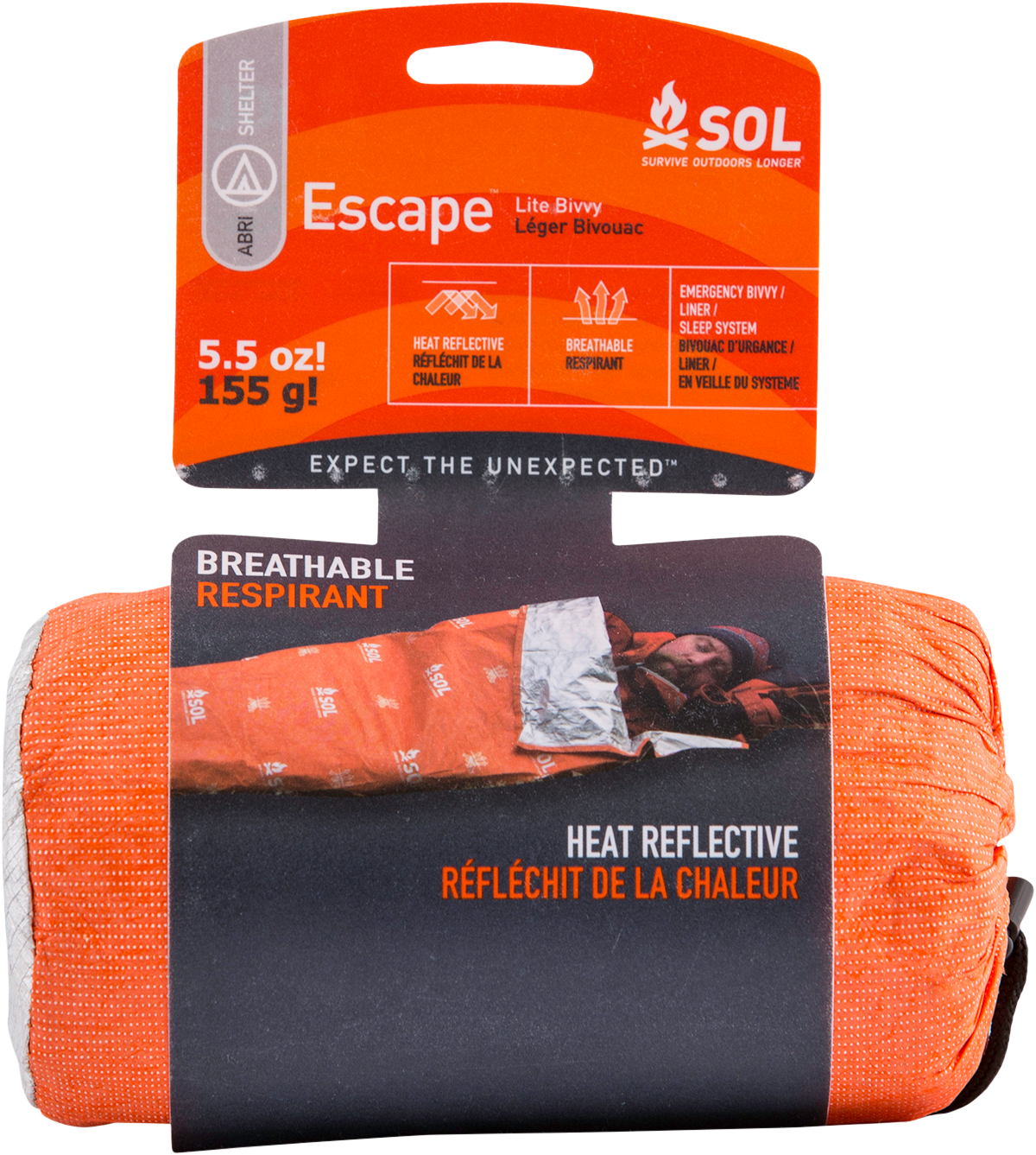 Survive Outdoors Longer SOL Escape Lite Bivvy Orange 5.5 oz - Waterproof Emergency Shelter