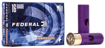 Federal Power-Shok Magnum 16 Gauge 2.75" 12 Pellets 1 Buck 1 3/16 oz Shotshells - Box or Case
