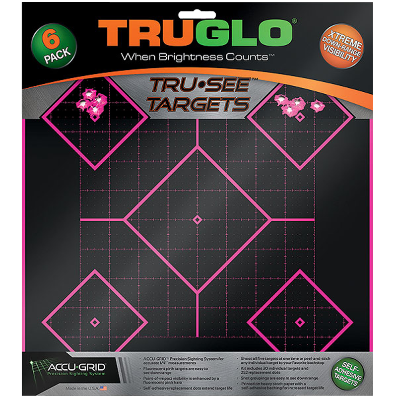 TruGlo TG14P6 Tru-See Self-Adhesive 5-Diamond 12x12 Splatter Target 6 Pack