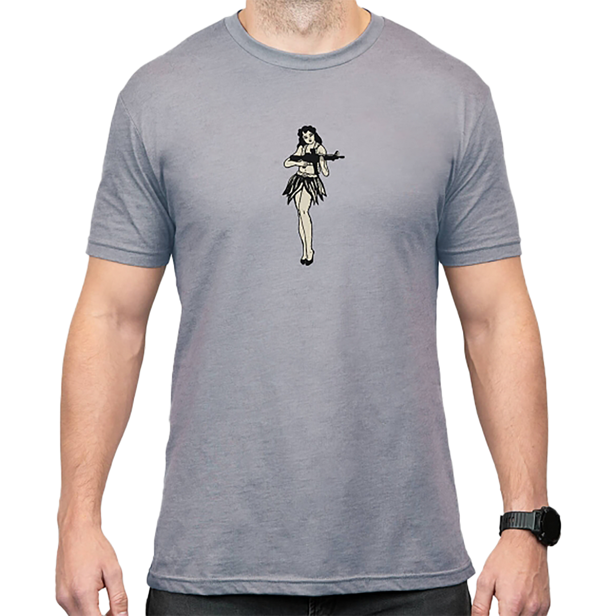 Magpul Industries Hula Girl CVC Cotton/Polyester Short Sleeve T-Shirt - Stone Gray Heather - Small