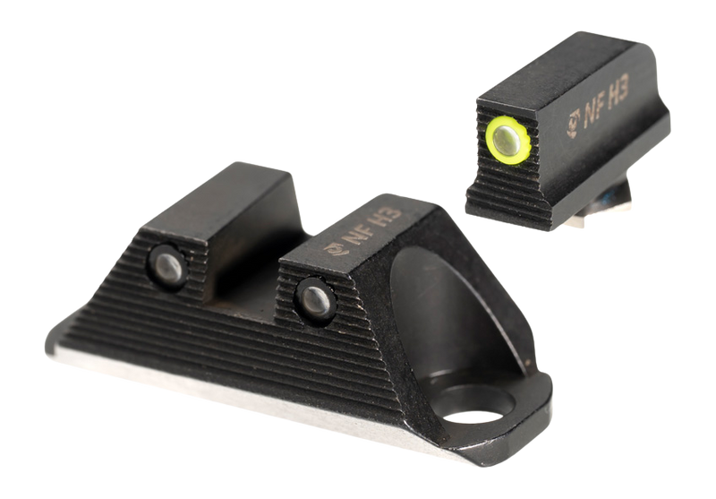 Night Fision GLK001230362YGZG Night Sights for Glock 19/45 - Yellow Front / Green Tritium Rear