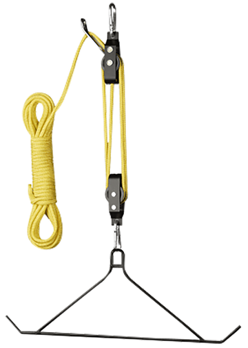 Hunters Specialties HS-00645C 4:1 Ratio Lift System 600 lb Game Hoist with Gambrel - Black/Yellow