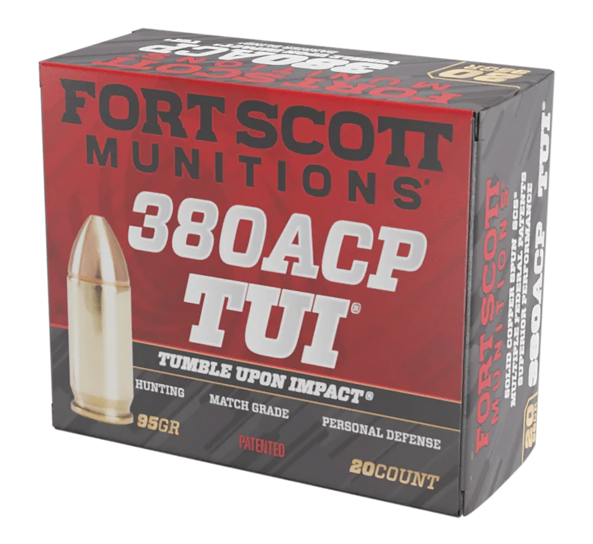 Fort Scott Munitions Tumble Upon Impact (TUI) 380 ACP 95 gr Solid Copper Spun - Box or Case