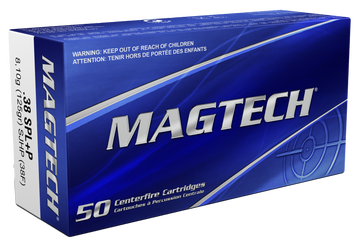 Magtech 38F Range/Training 38 Special +P 125gr Semi Jacketed Hollow Point - Box or Case