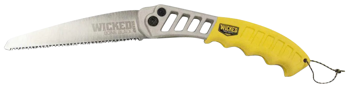 Wicked Tree Gear Tough Utility Folding Saw 7" High Carbon Steel Blade Yellow Overmold Aluminum Handle