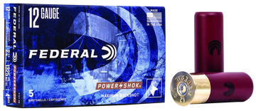 Federal Power-Shok Magnum 12 Gauge 2.75" 27 Pellets 1 1/4 oz 4 Buck Shot 5 Rounds - Box or Case