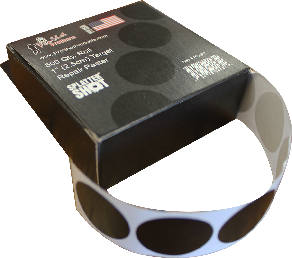 Pro-Shot SplatterShot 1" Repair Pasters Black Self-Adhesive 500 Per Roll