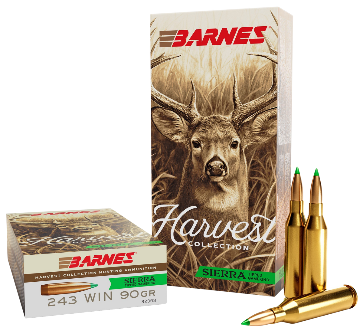 Barnes Bullets Harvest Collection 243 Win 90gr Sierra Tipped GameKing - Box or Case