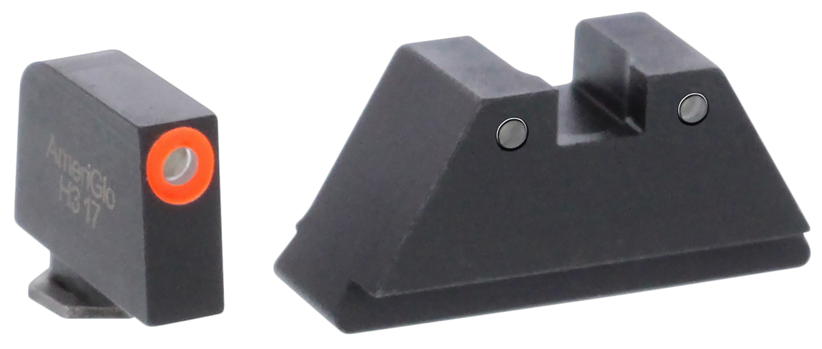 Ameriglo GL452 Optic Compatible Sight Set for Glock XL Tall - Green Tritium Orange Outline Front / Green Tritium Black Outline Rear