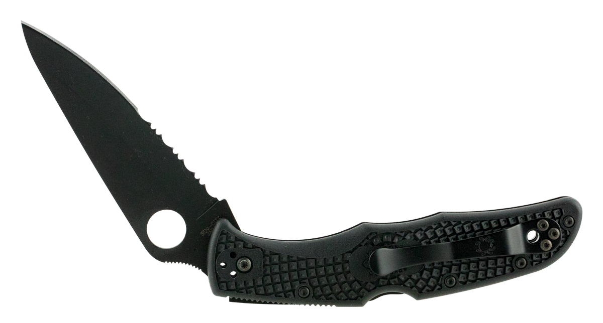 Spyderco Endura 4 Lightweight 3.75" VG-10 Clip Point Part Serrated Black TiCN FRN Folding Knife