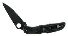 Spyderco Endura 4 Lightweight 3.75" VG-10 Clip Point Part Serrated Black TiCN FRN Folding Knife
