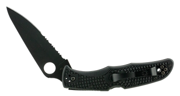 Spyderco Endura 4 Lightweight 3.75" VG-10 Clip Point Part Serrated Black TiCN FRN Folding Knife
