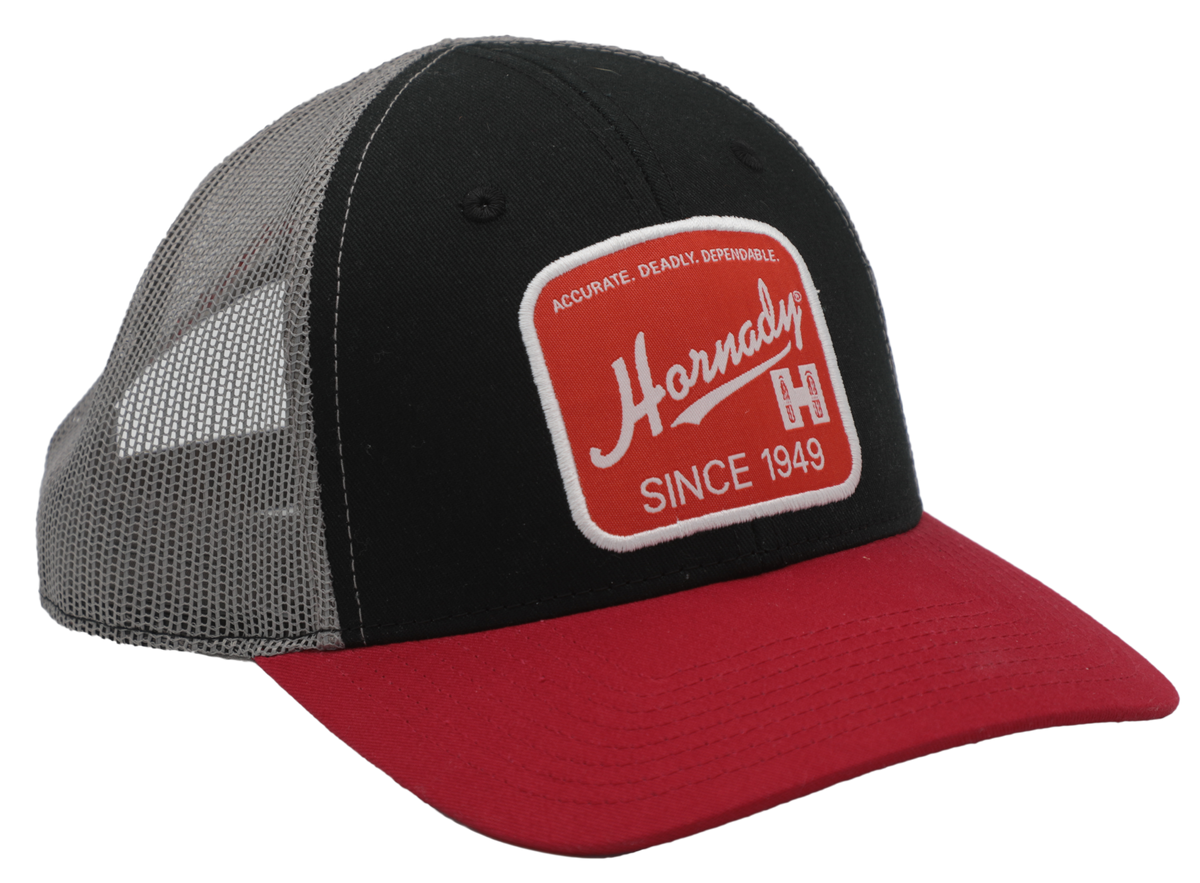 Hornady Retro Tri-Color Mesh Cap Black/Red - Adjustable Snapback
