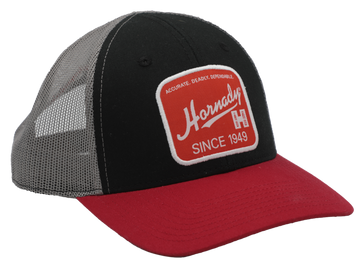Hornady Retro Tri-Color Mesh Cap Black/Red - Adjustable Snapback