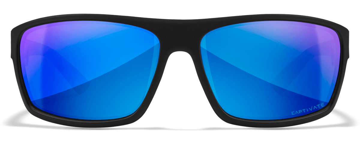 Wiley X WX Peak XL CAPTIVATE Polarized Blue Mirror Lens Matte Black Frame Safety Glasses