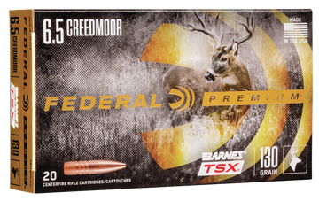 Federal Premium 6.5 Creedmoor 130gr Barnes TSX 20 Rd - Box or Case