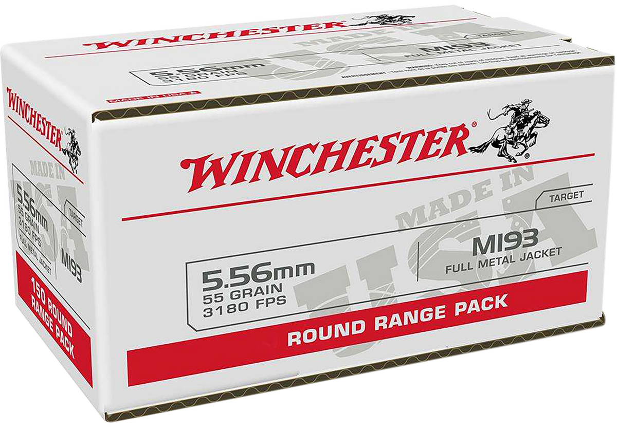Winchester Ammo USA M193 5.56x45mm NATO 55gr Full Metal Jacket 100 Rd - Box or Case