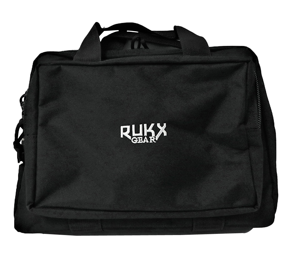 RUKX Gear Double Pistol Case Black 600D Polyester - Holds 2 Handguns