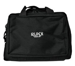 RUKX Gear Double Pistol Case Black 600D Polyester - Holds 2 Handguns