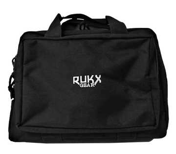 RUKX Gear Double Pistol Case Black 600D Polyester - Holds 2 Handguns
