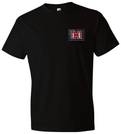 Horizon Design Hornady POW Blue Line Black Cotton Short Sleeve Semi-Fitted XL T-Shirt
