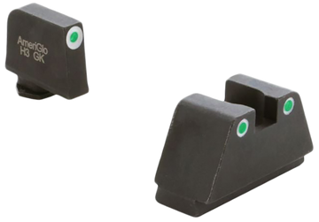 AmeriGlo GL330 Optic Compatible Sight Set for Glock 2XL Tall - Green Tritium White Outline Front / Green Tritium White Outline Rear